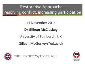 Restorative Approaches resolving conflict increasing participation 14 November