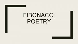 Example of fibonacci poem