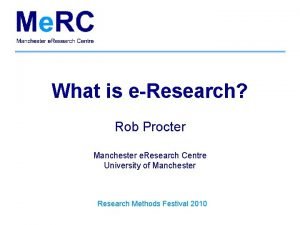 What is eResearch Rob Procter Manchester e Research