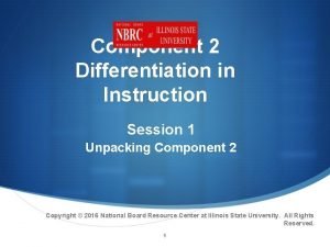 Component 2 Differentiation in Instruction Session 1 Unpacking