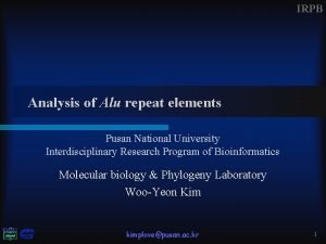 IRPB Analysis of Alu repeat elements Pusan National