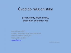 vod do religionistiky pro studenty jinch obor pedevm