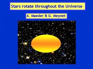 Stars rotate throughout the Universe A Maeder G