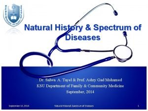 Natural History Spectrum of Diseases Dr Salwa A