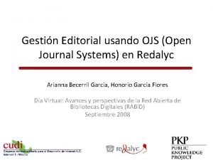 Gestin Editorial usando OJS Open Journal Systems en