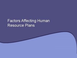 Factors affecting human resource management