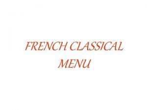 Buffet froid in french classical menu