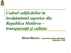 Cadrul calificrilor n nvmntul superior din Republica Moldova