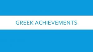 Greek achievements in architecture
