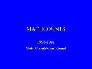 MATHCOUNTS 1990 1991 State Countdown Round How many