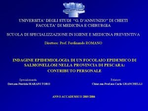 UNIVERSITA DEGLI STUDI G DANNUNZIO DI CHIETI FACOLTA