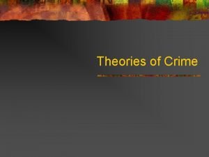 Theories of Crime Lombroso n Lombroso in 1876