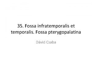 35 Fossa infratemporalis et temporalis Fossa pterygopalatina Dvid