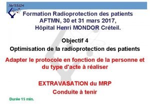 Formation Radioprotection des patients AFTMN 30 et 31