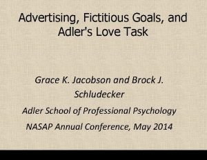 Advertising Fictitious Goals and Adlers Love Task Grace