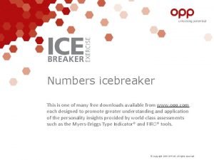 Numbers icebreaker