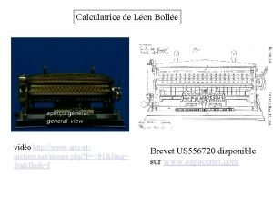 Calculatrice de Lon Bolle vido http www artsetmetiers