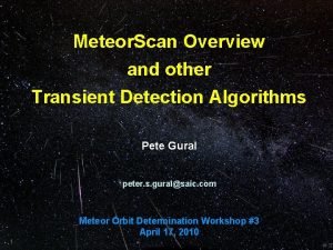 Meteor Scan Overview and other Transient Detection Algorithms