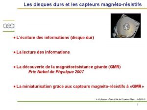 Les disques durs et les capteurs magntorsistifs Lcriture