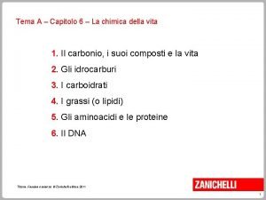 Tema A Capitolo 6 La chimica della vita