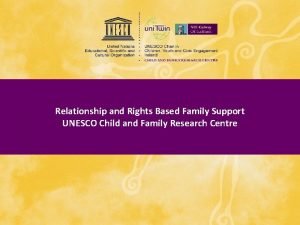 Relationship and Rights Based Family Support UNESCO Child