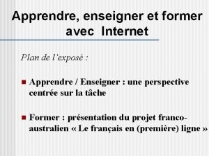 Apprendre enseigner et former avec Internet Plan de