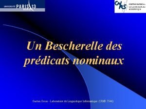 Un Bescherelle des prdicats nominaux Gaston Gross Laboratoire