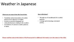 Weather in Japanese What can you expect from