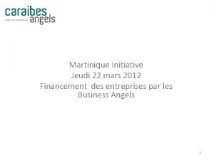 Martinique Initiative Jeudi 22 mars 2012 Financement des