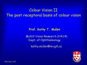 Colour Vision II The post receptoral basis of