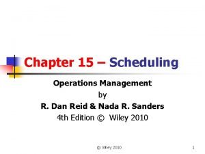 Operations scheduling definition