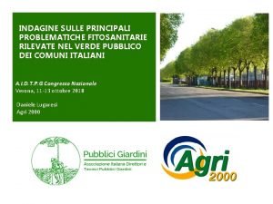 INDAGINE SULLE PRINCIPALI PROBLEMATICHE FITOSANITARIE RILEVATE NEL VERDE