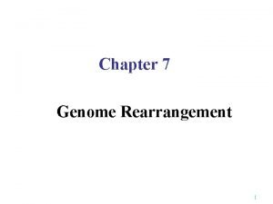 Chapter 7 Genome Rearrangement 1 Background n In
