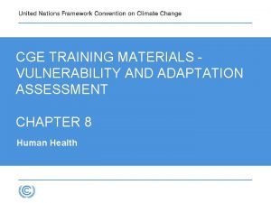 CGE TRAINING MATERIALS VULNERABILITY AND ADAPTATION ASSESSMENT CHAPTER