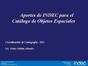 Aportes de INDEC para el Catlogo de Objetos
