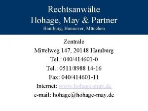 Rechtsanwlte Hohage May Partner Hamburg Hannover Mnchen Zentrale