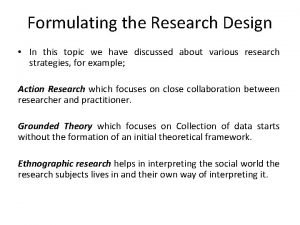 Formulating a research design