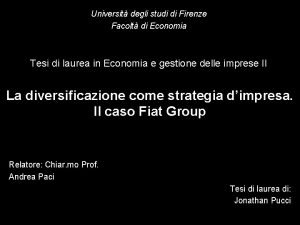 Universit degli studi di Firenze Facolt di Economia
