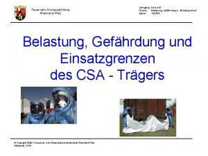 FeuerwehrKreisausbildung RheinlandPfalz Lehrgang CSAAGT Thema Belastung Gefhrdung u