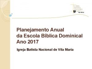 Planejamento anual para escola dominical