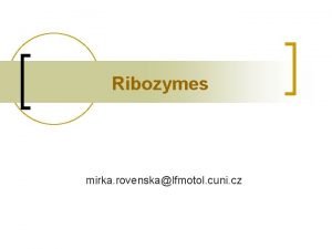 Ribozymes mirka rovenskalfmotol cuni cz Ribozyme n RNA