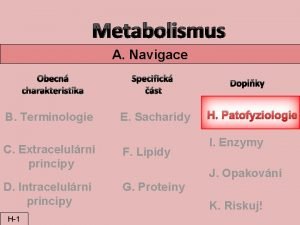 Metabolismus A Navigace Obecn charakteristika B Terminologie Specifick