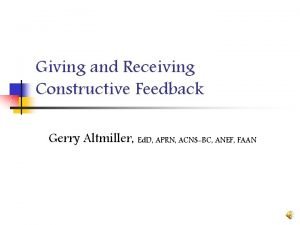 What is a constructive feedback