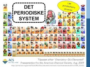 DET PERIODISKE SYSTEM Lr grunds tofferne at kend