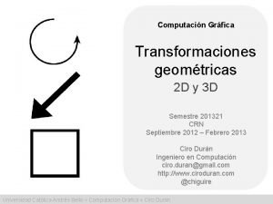 Computacin Grfica Transformaciones geomtricas 2 D y 3