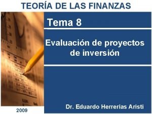 TEORA DE LAS FINANZAS Tema 8 Evaluacin de