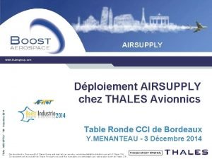 AIRSUPPLY www thalesgroup com THAv AIRSUPPLY YM Dcembre