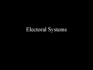 Electoral Systems Evaluations of electoral systems Fairness Proportionality