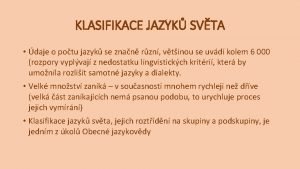 Klasifikace jazyků