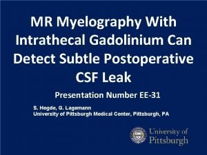 MR Myelography With Intrathecal Gadolinium Can Detect Subtle